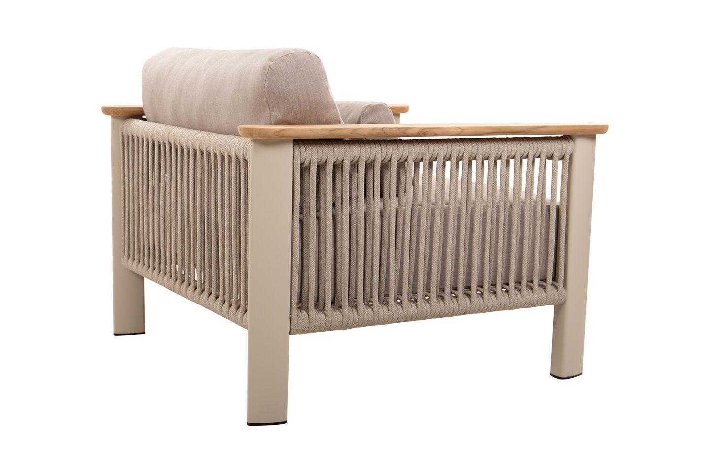 Carla Alu Lounge Chair, Coated Linen, Linen Wide Rope, Frame Only